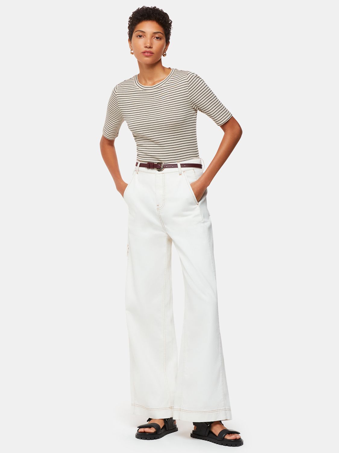 Buy Whistles Slim Fit Stripe T-Shirt, Navy/Off White Online at johnlewis.com