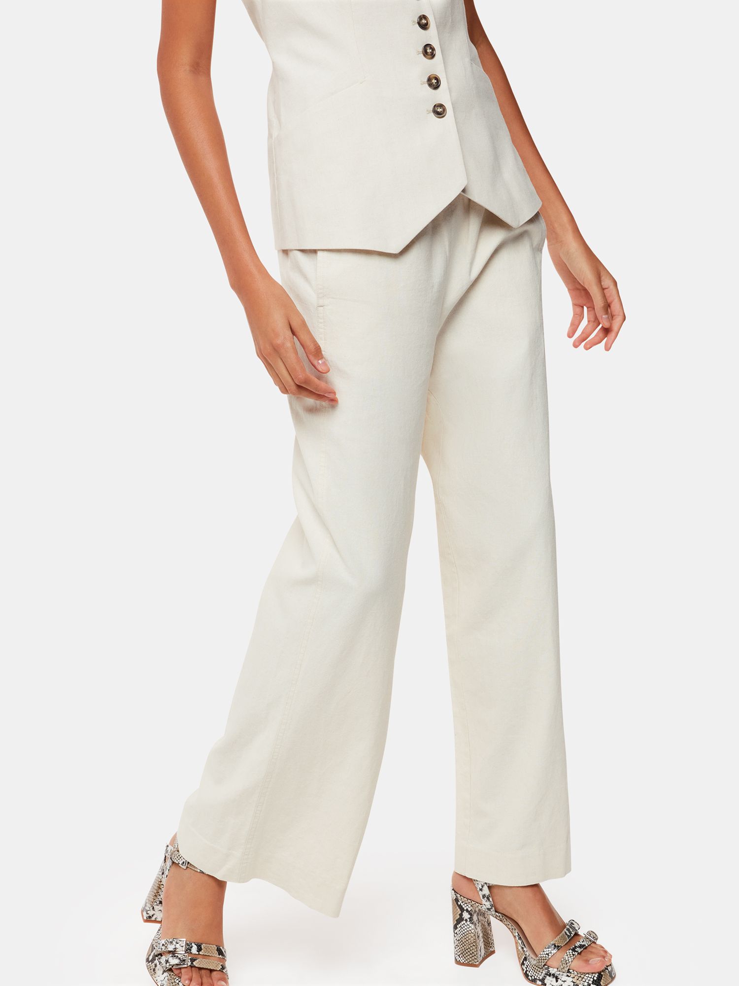 Buy Whistles Lindsey Linen Blend Wide Leg Trousers Online at johnlewis.com