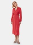 Whistles Elodie Tie Wrap Midi Dress, Cranberry