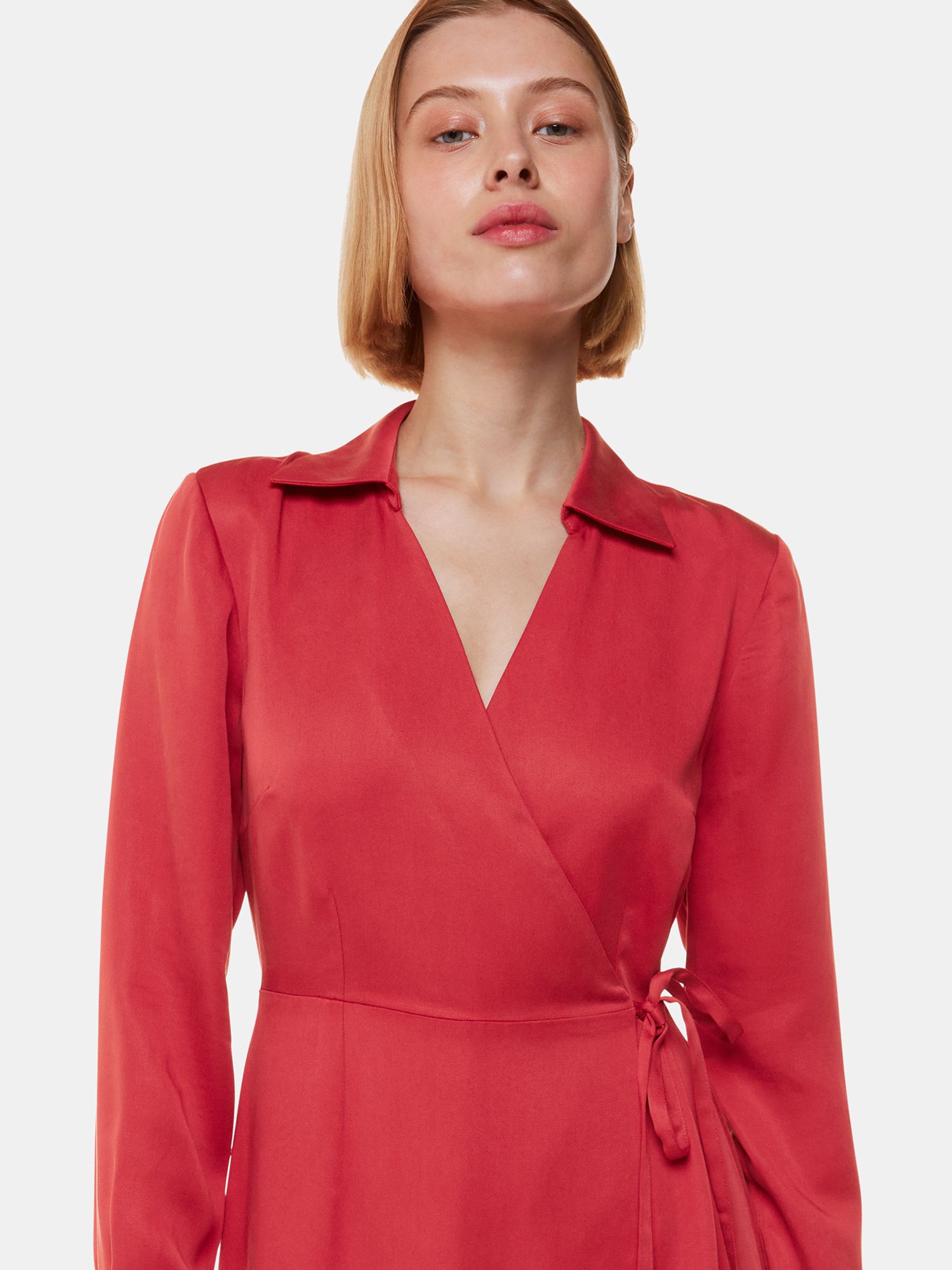 Buy Whistles Elodie Tie Wrap Midi Dress, Cranberry Online at johnlewis.com
