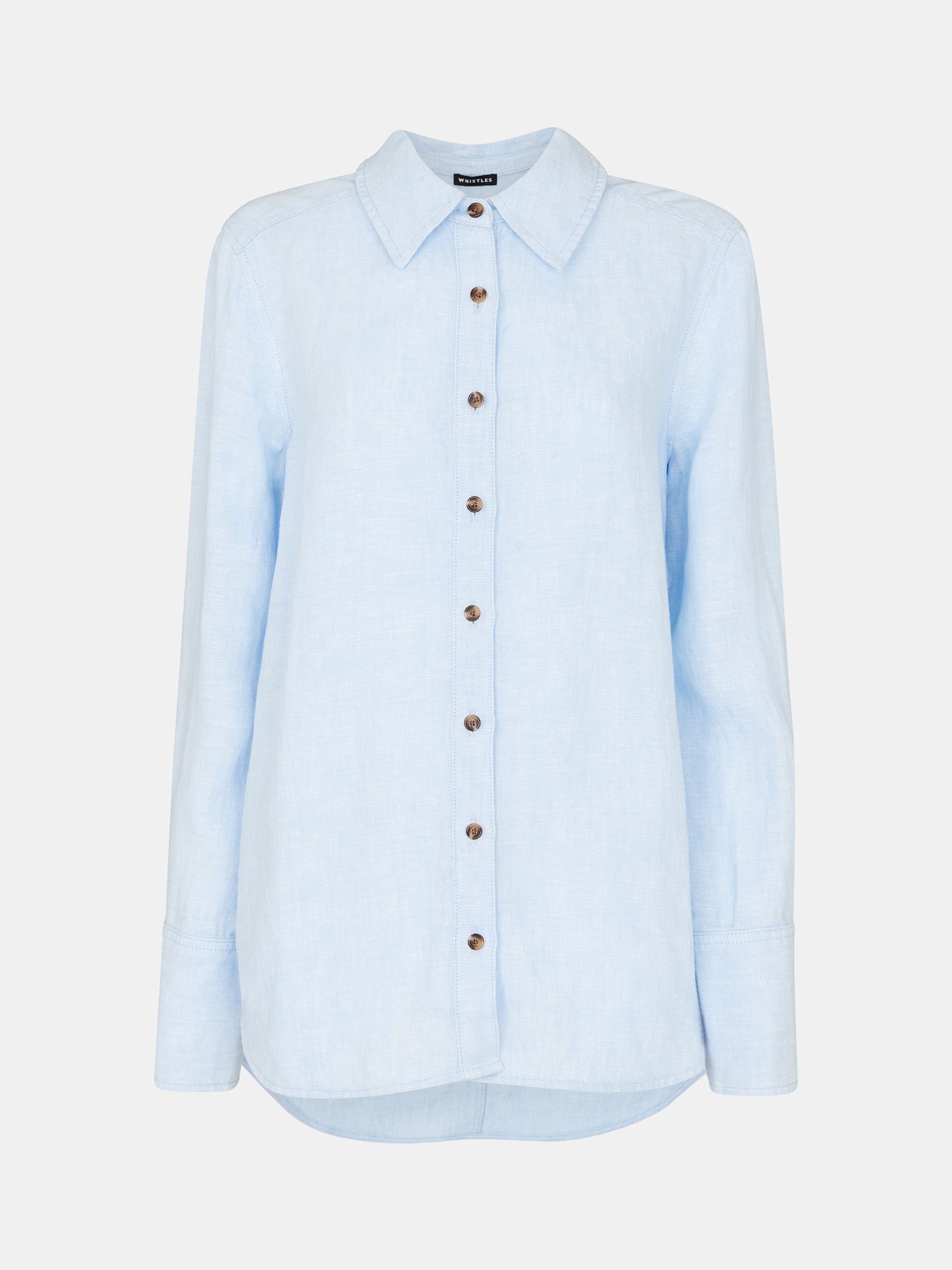 Buy Whistles Relaxed Fit Linen Shirt, Blue Online at johnlewis.com