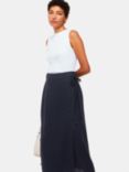 Whistles Linen Wrap Midi Skirt, Navy