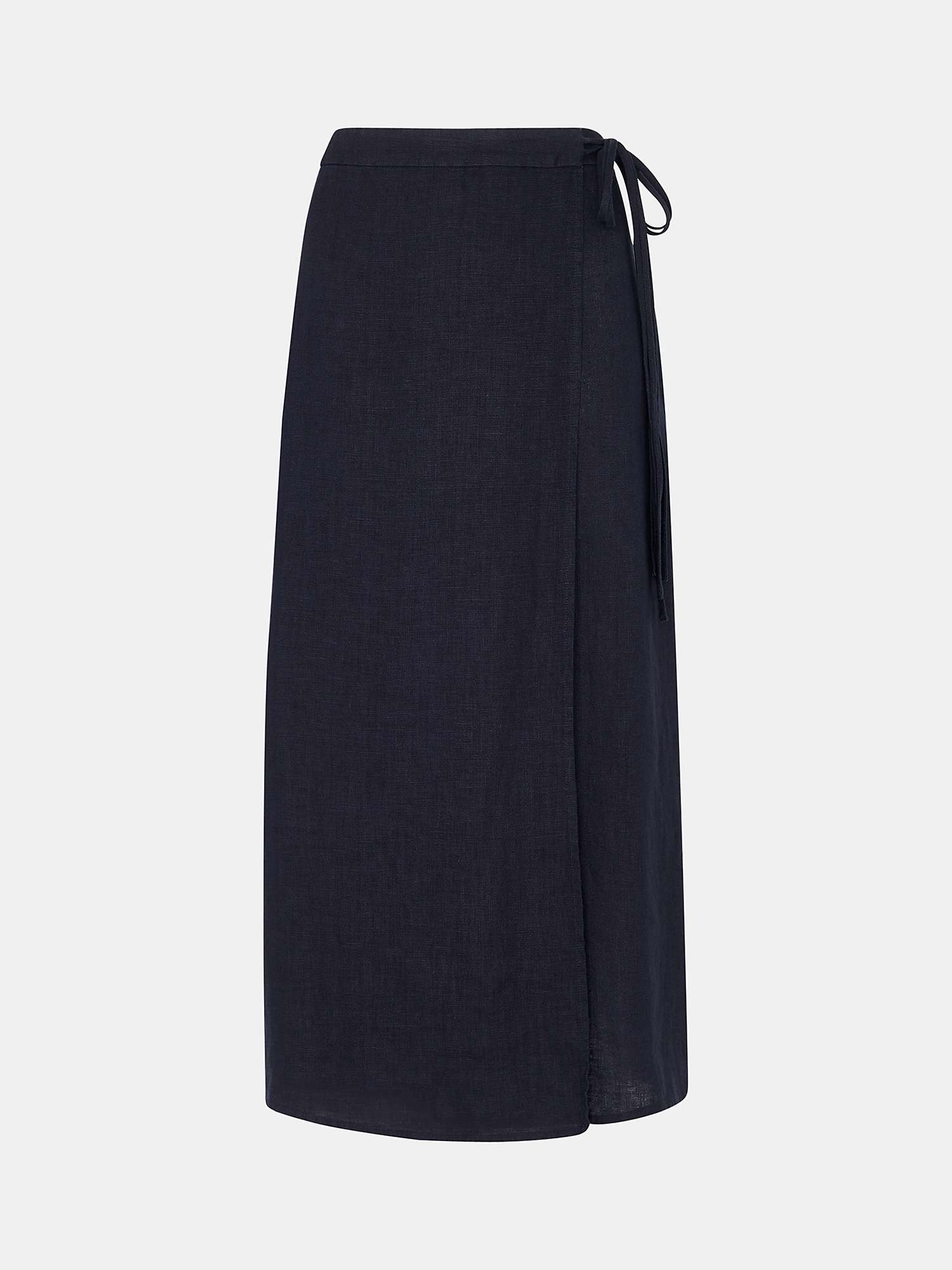 Buy Whistles Linen Wrap Midi Skirt, Navy Online at johnlewis.com