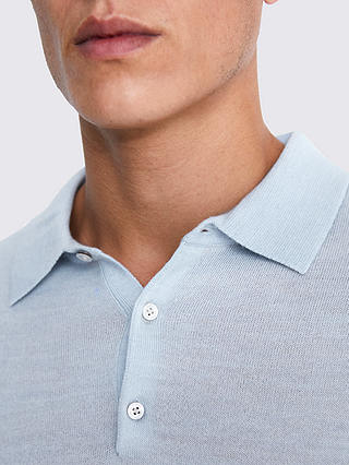 Moss Merino Blend Polo Shirt, Sky Blue