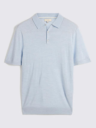 Moss Merino Blend Polo Shirt, Sky Blue