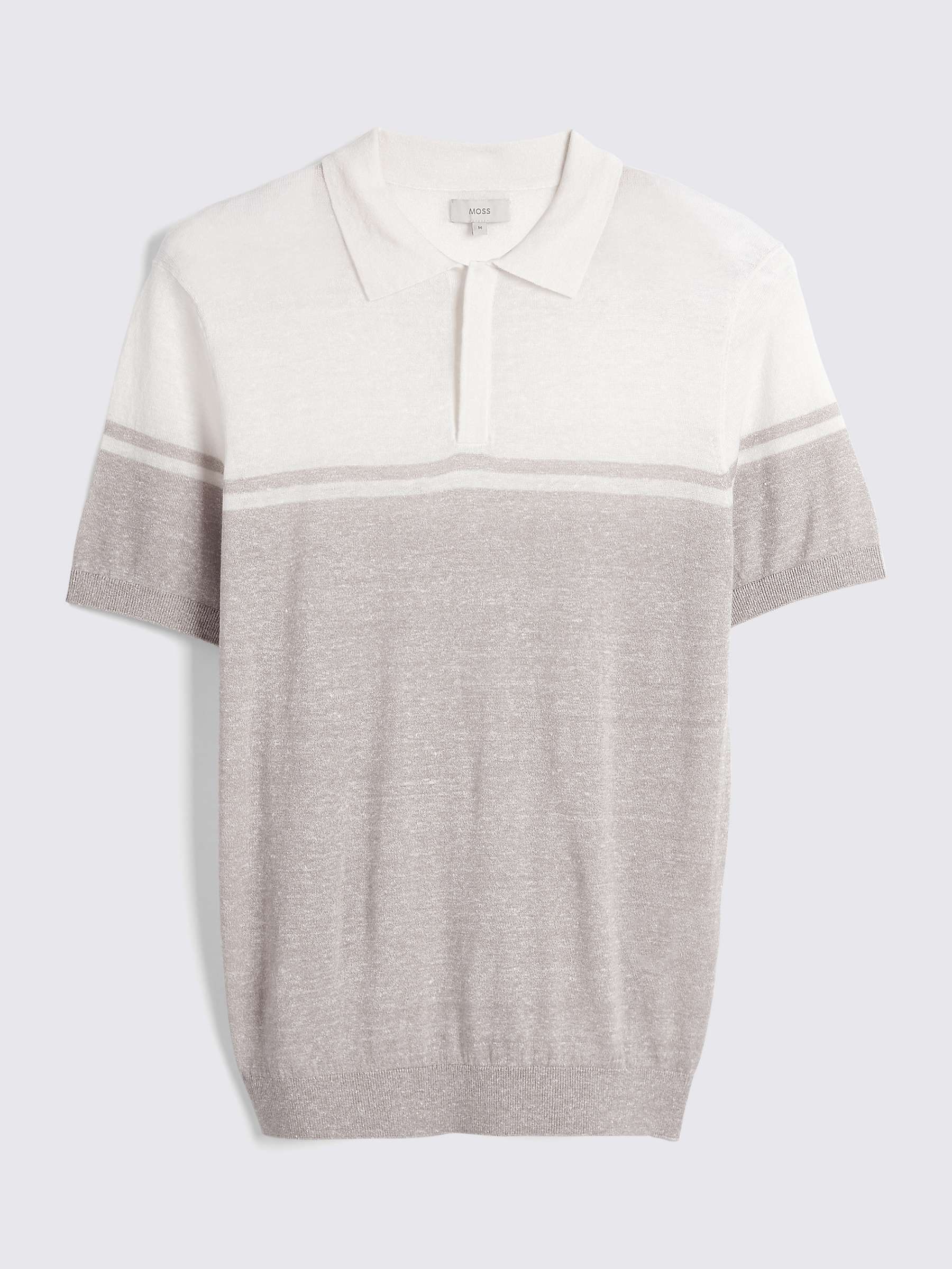 Buy Moss Stripe Wool and Linen Blend Polo Top, Beige Online at johnlewis.com