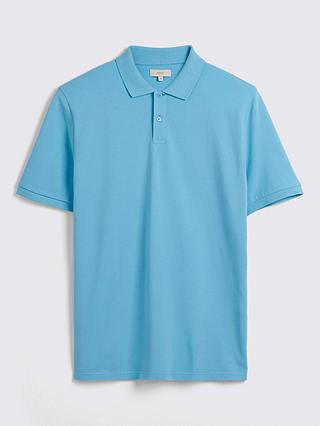Moss Pique Short Sleeve Polo Shirt, Blue at John Lewis & Partners