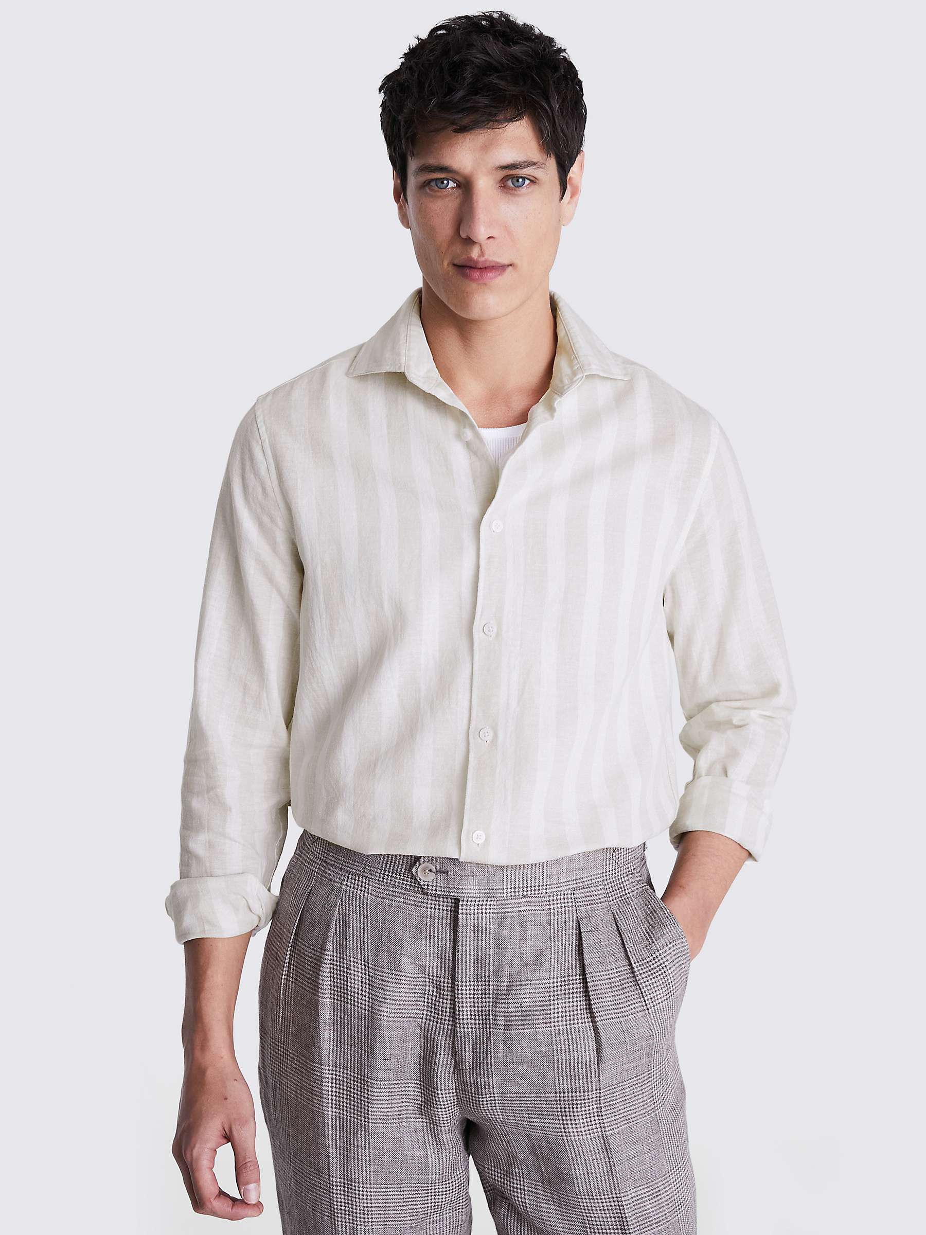 Buy Moss Linen Blend Bengal Stripe Shirt Online at johnlewis.com