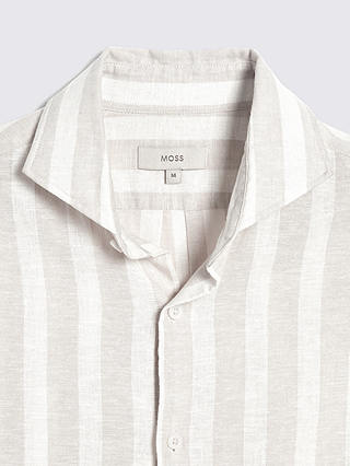 Moss Linen Blend Bengal Stripe Shirt, Tan
