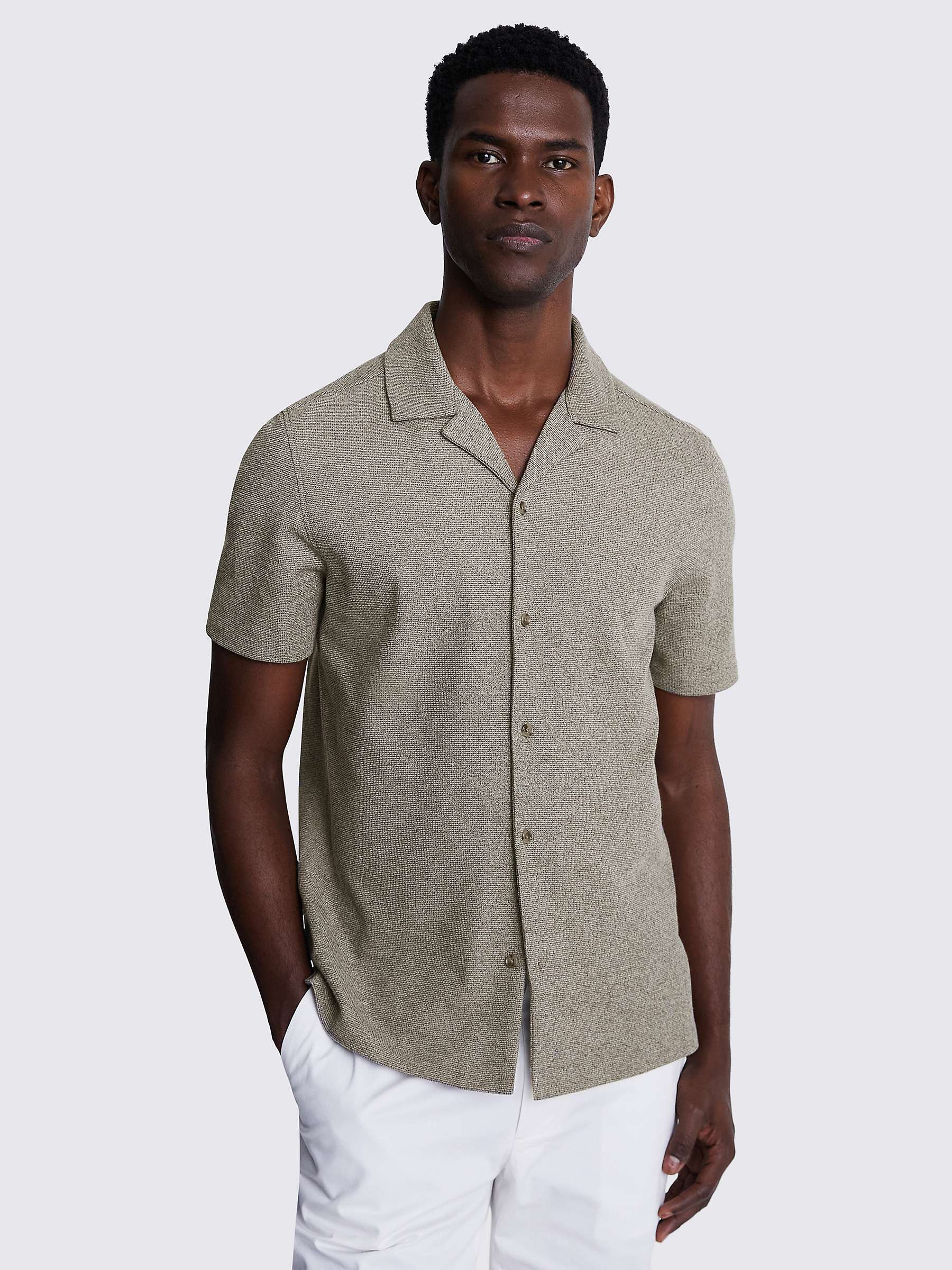 Buy Moss Knitted Cuban Collar Shirt, Beige Online at johnlewis.com