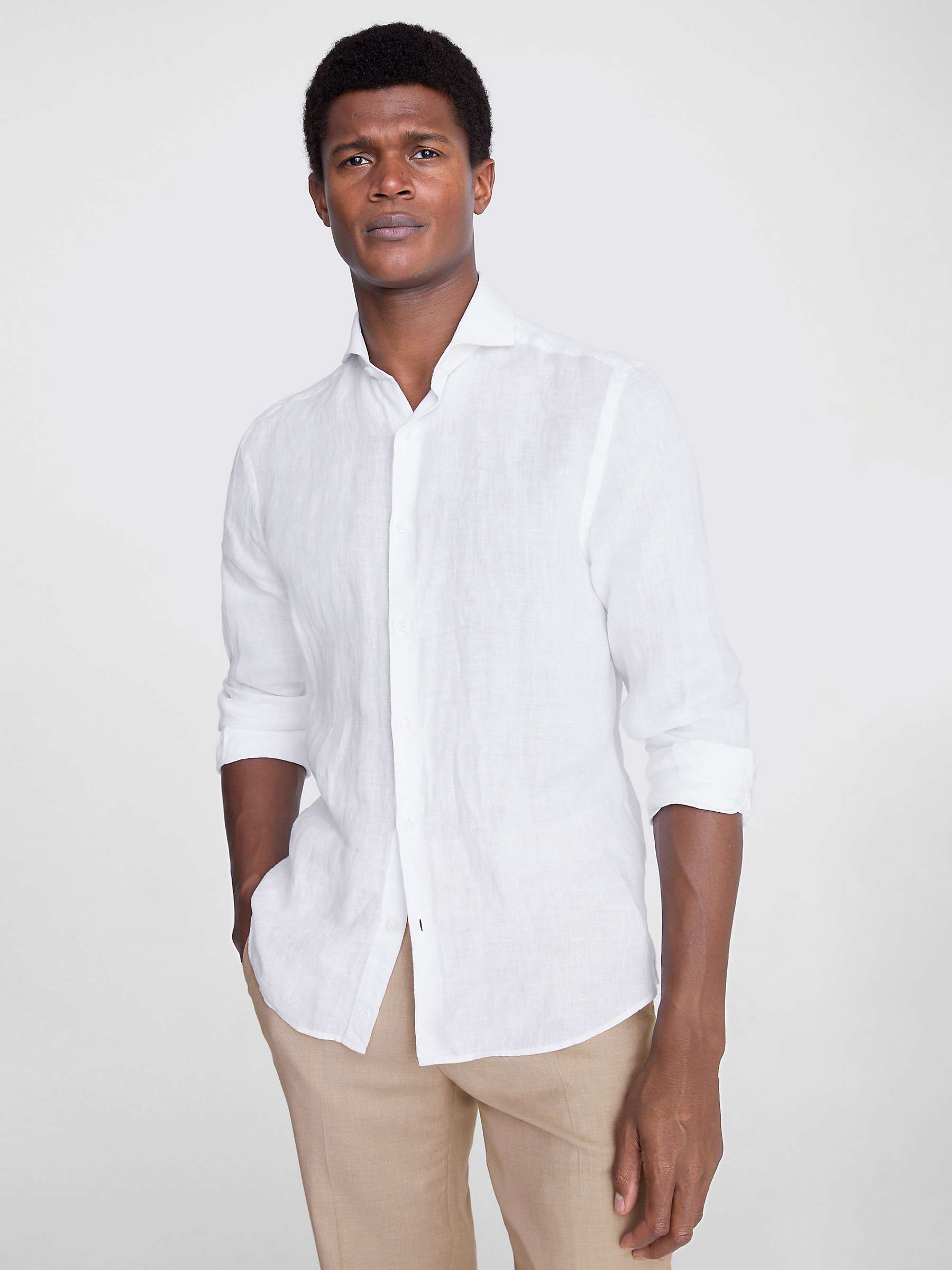Buy Moss Tailored Fit Linen Long Sleeve Shirt Online at johnlewis.com