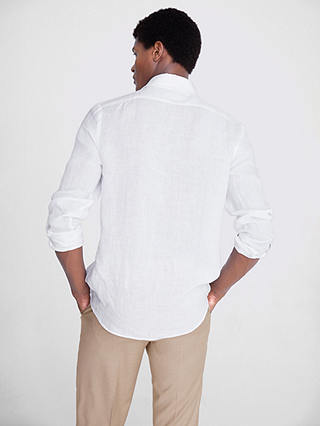 Moss Tailored Fit Linen Long Sleeve Shirt, White