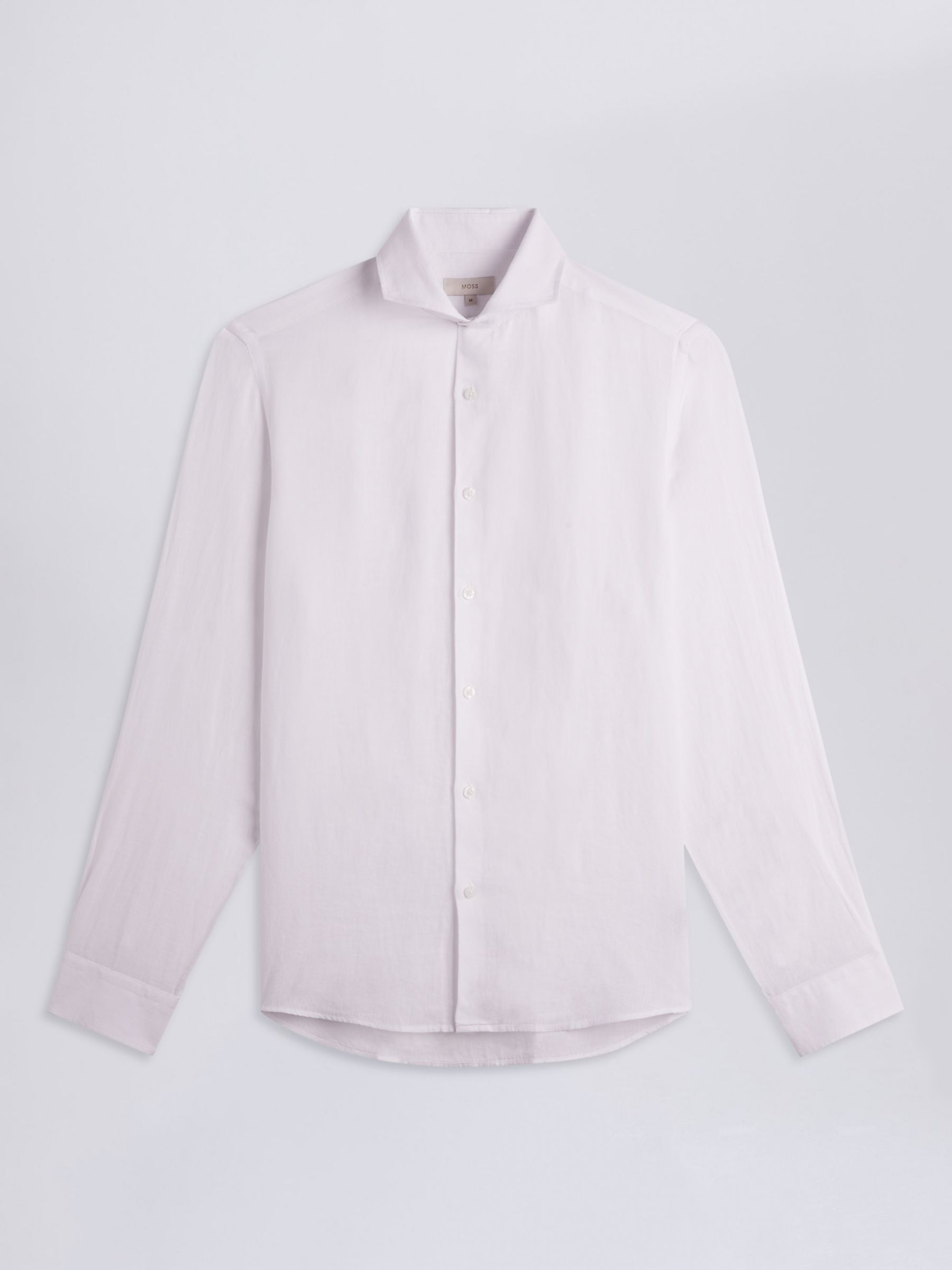 Moss Tailored Fit Linen Long Sleeve Shirt, White, S
