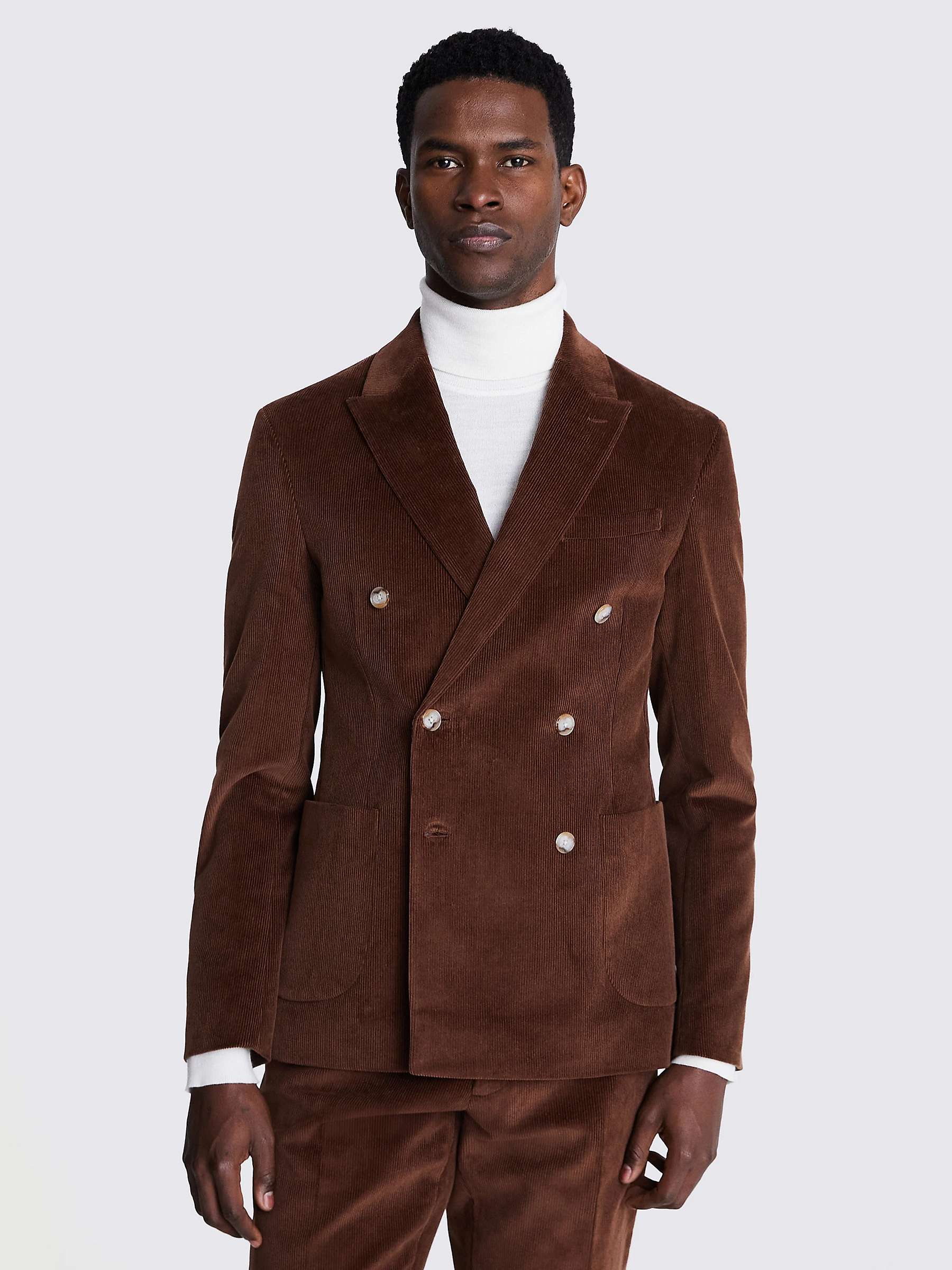 Buy Moss Slim Fit Double Breasted Corduroy Suit Jacket, Copper Online at johnlewis.com