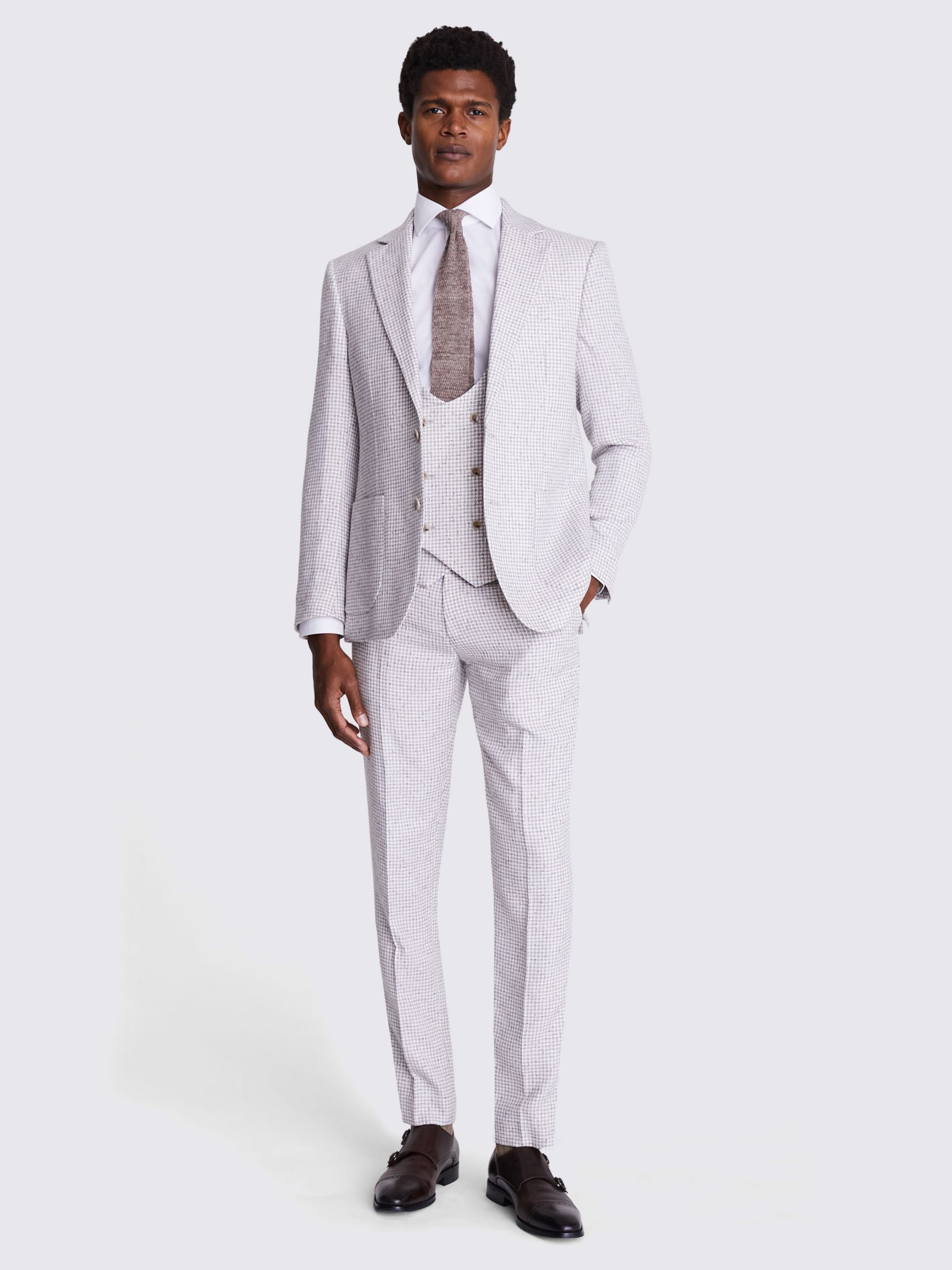 Buy Moss Tailored Houndstooth Suit Jacket, Beige Online at johnlewis.com