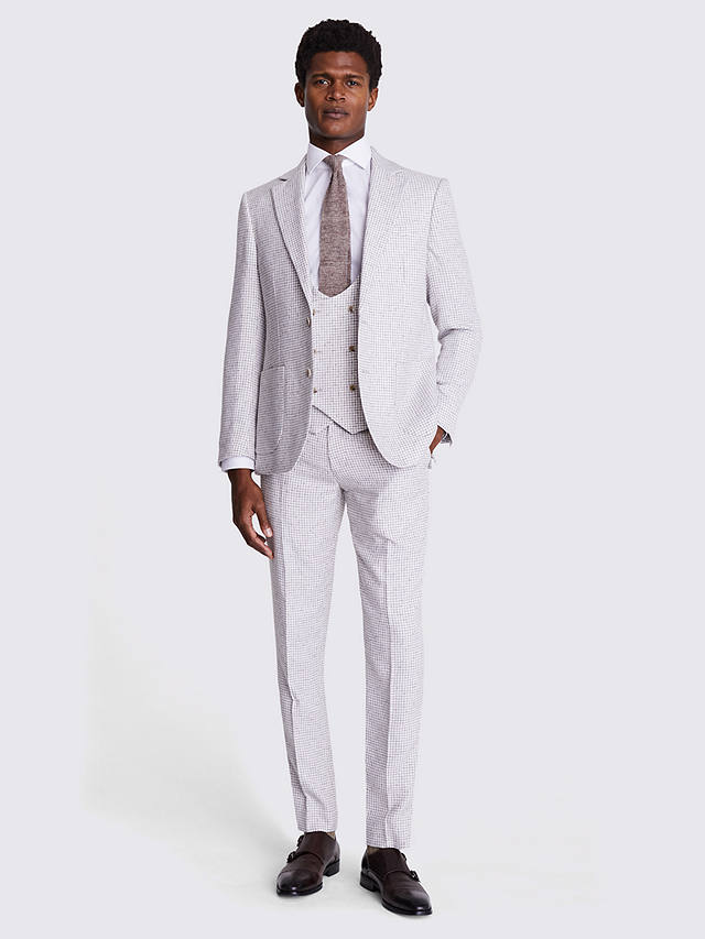 Moss Tailored Houndstooth Suit Jacket, Beige