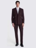 Moss Tailored Fit Double Breasted Flannel Suit Jacket, Claret