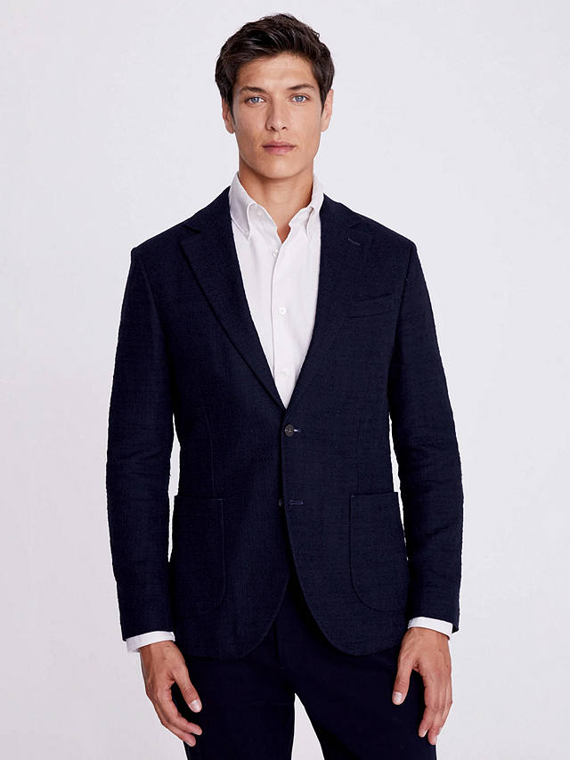 Moss Hoxton Organic Cotton Stretch Suit Jacket, Blue