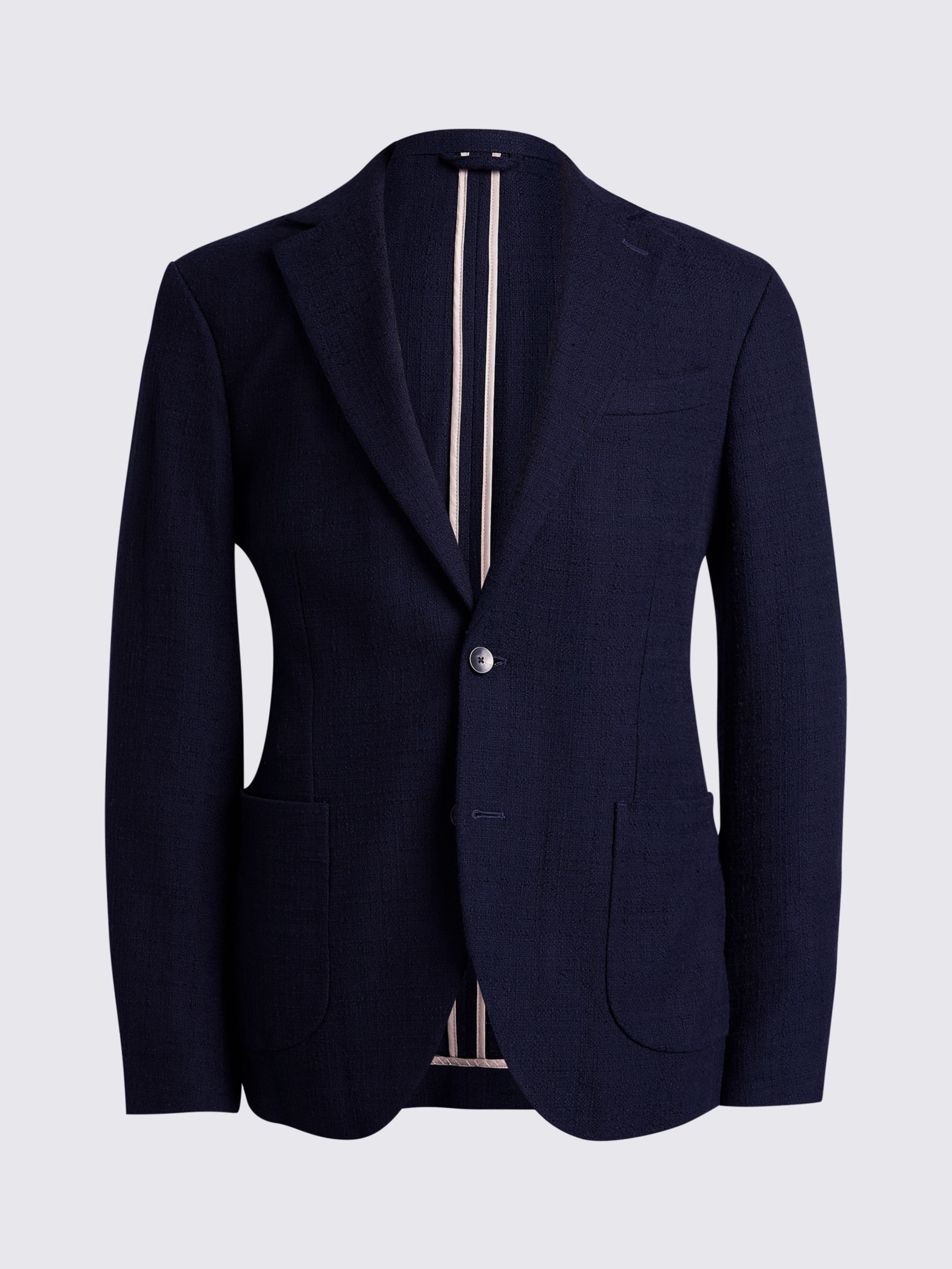 Moss Hoxton Organic Cotton Stretch Suit Jacket, Blue, 38R