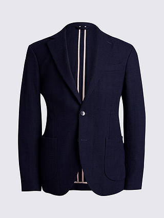 Moss Hoxton Organic Cotton Stretch Suit Jacket, Blue