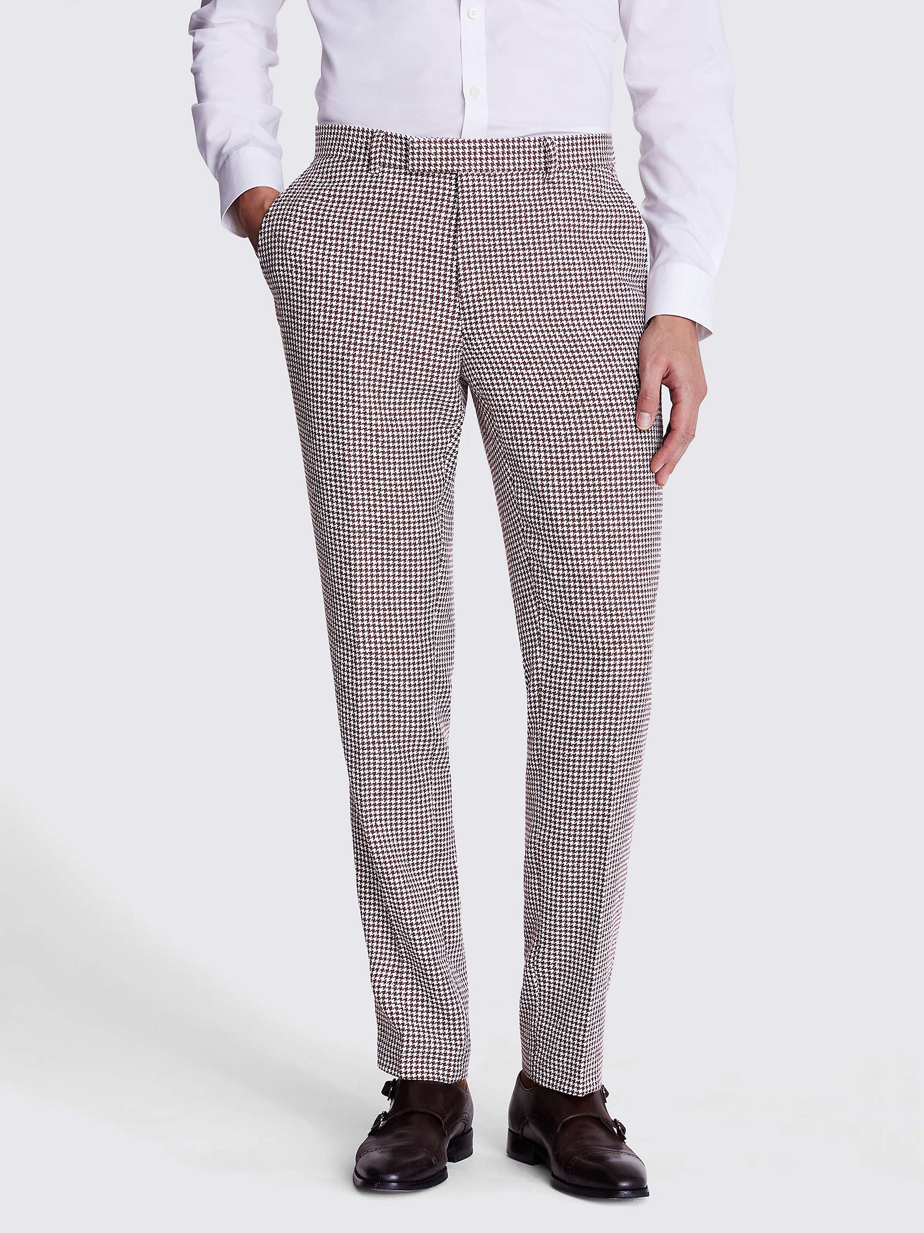 Buy Moss Slim Fit Houndstooth Suit Trousers, Copper/White Online at johnlewis.com