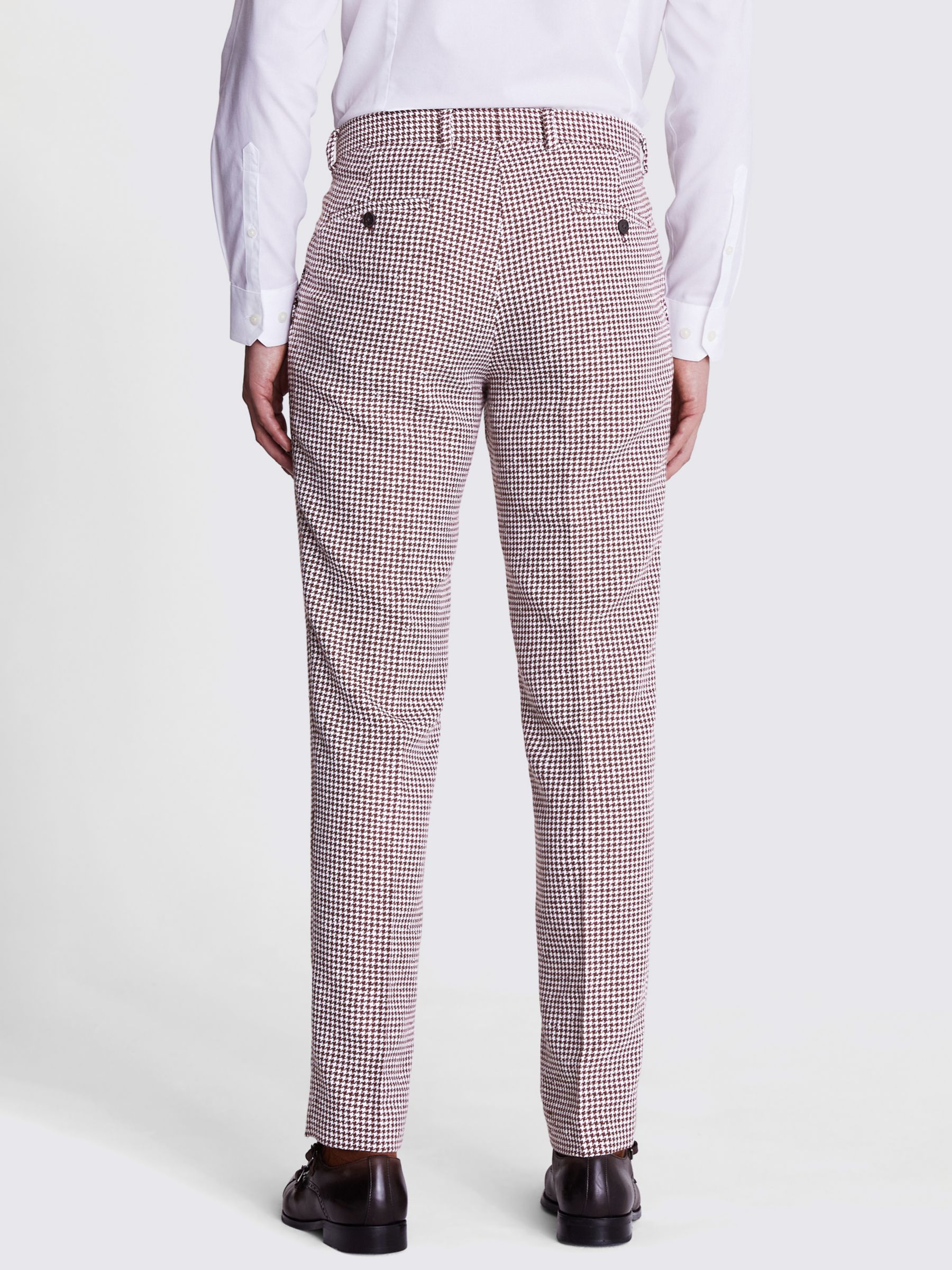 Moss Slim Fit Houndstooth Suit Trousers, Copper/White, 38L