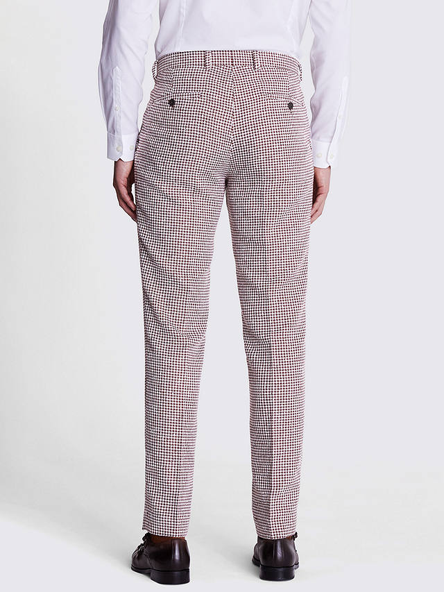 Moss Slim Fit Houndstooth Suit Trousers, Copper/White