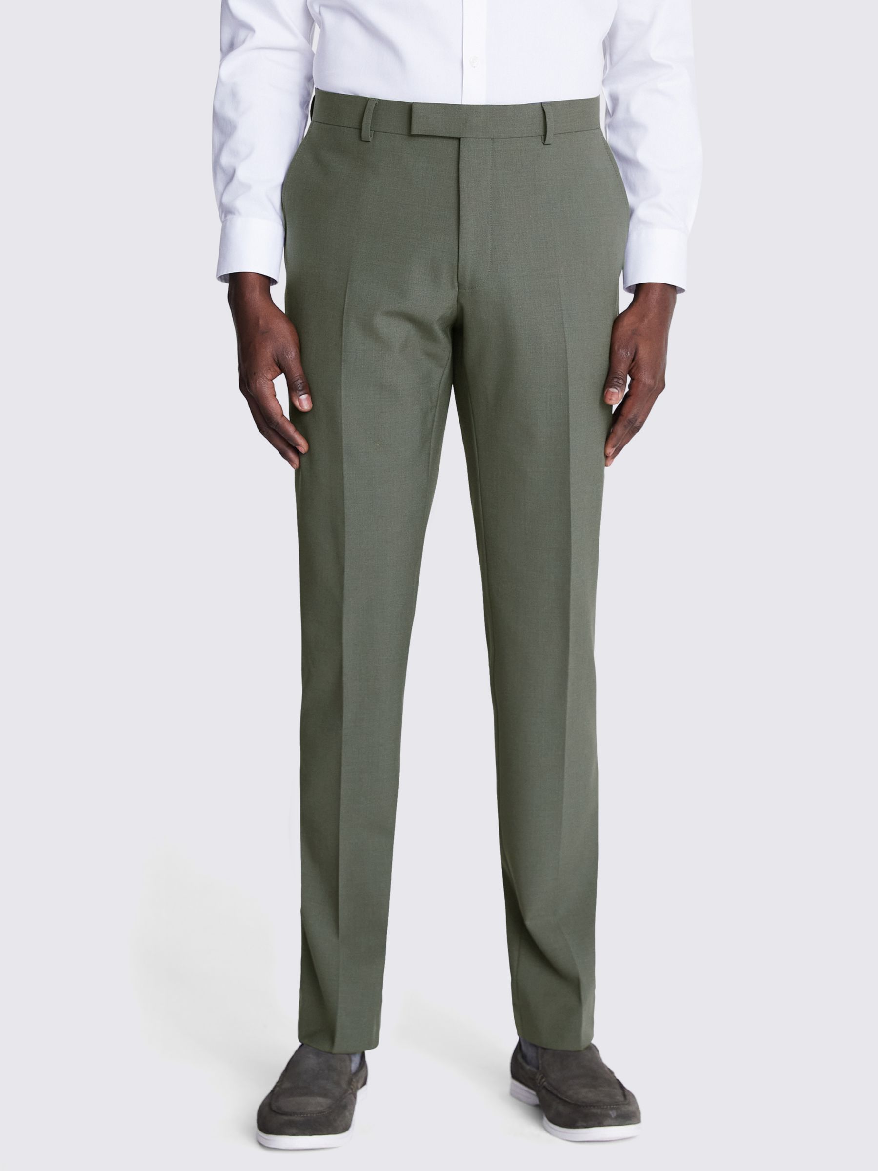 Moss x DKNY Slim Fit Wool Blend Suit Trousers, Sage Green, 32L