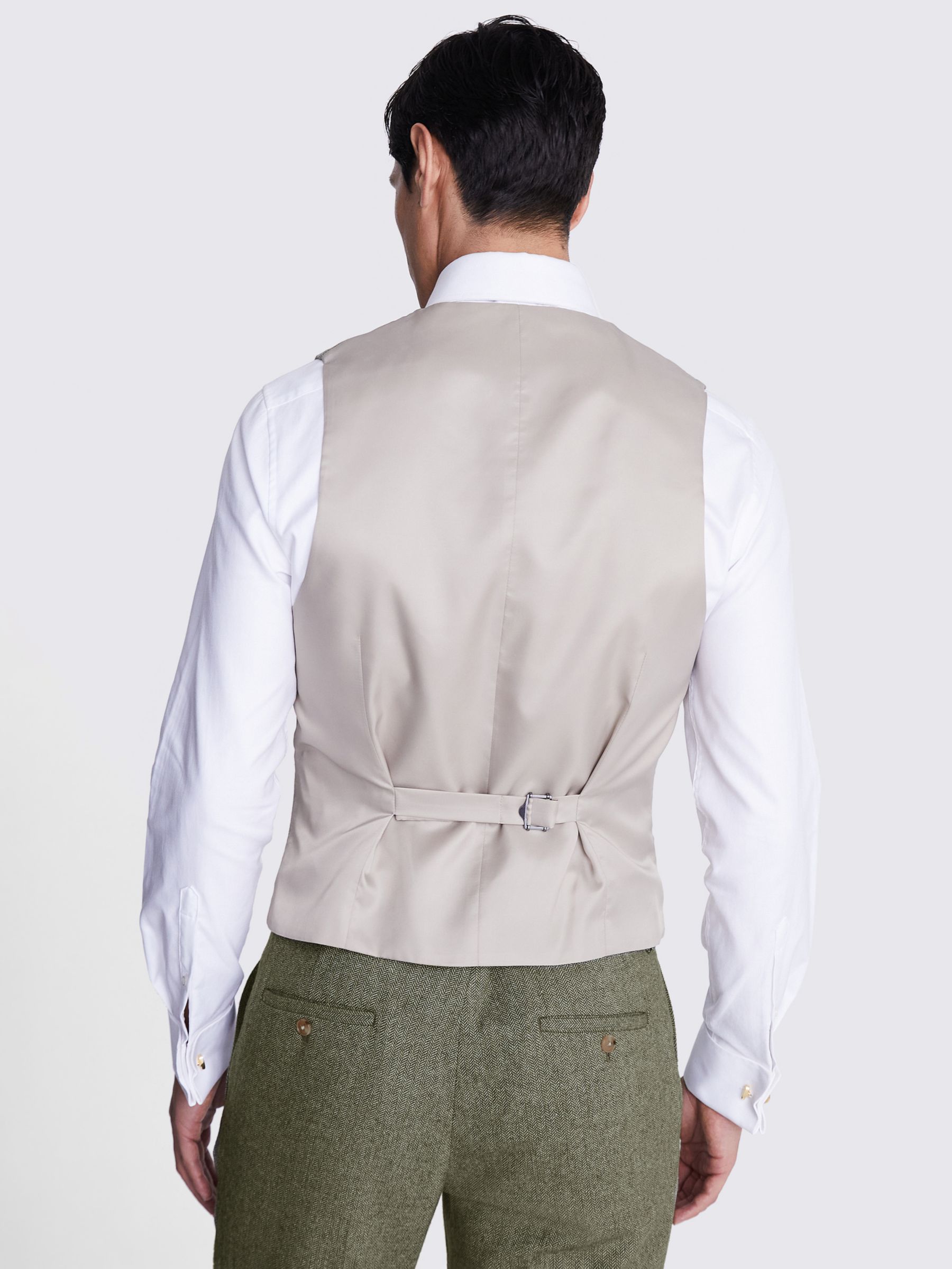 Buy Moss Slim Fit Herringbone Tweed Waistcoat, Sage Online at johnlewis.com