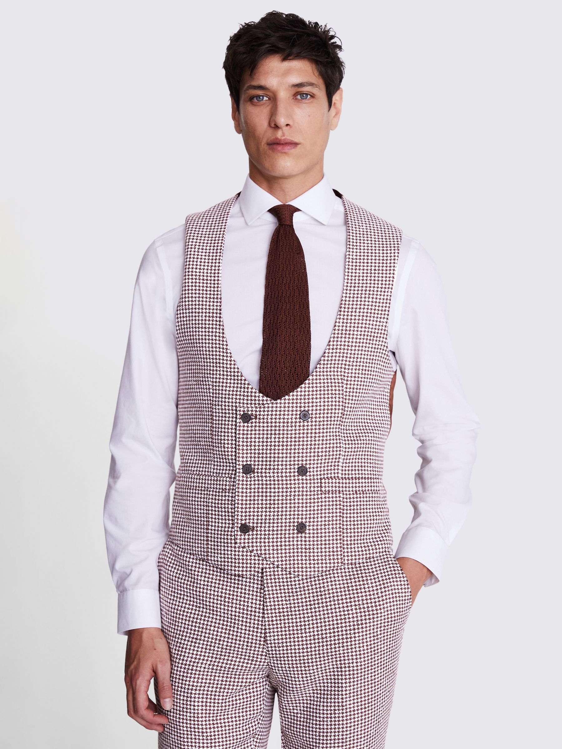 Buy Moss Slim Fit Houndstooth Waistcoat, Copper/White Online at johnlewis.com