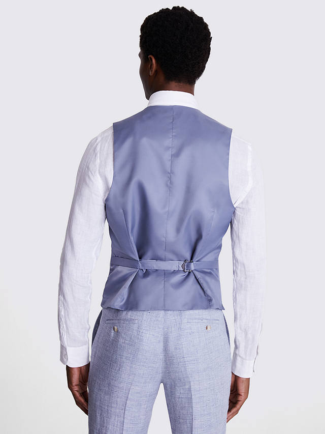 Moss Tailored Fit Linen Waistcoat, Light Blue