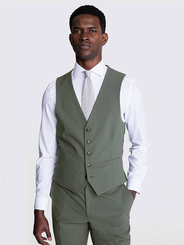 Moss x DKNY Slim Fit Wool Blend Waistcoat, Sage Green
