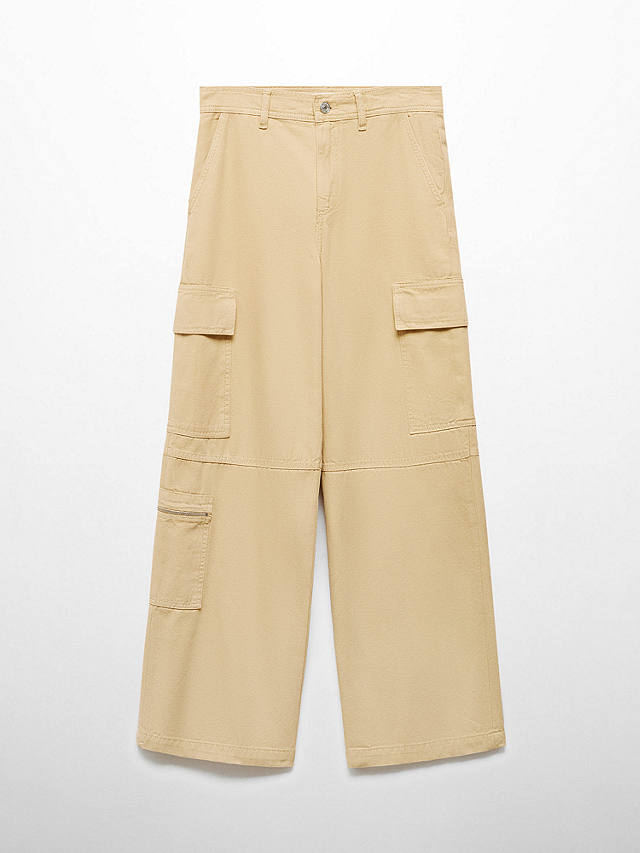 Mango Danna Cotton Cargo Trousers, Medium Brown
