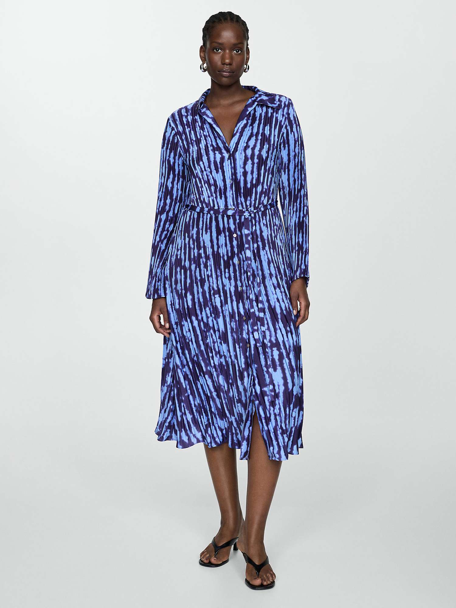 Buy Mango Thea Tie Dye Shirt Dress, Medium Blue Online at johnlewis.com