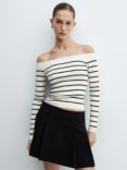 Mango Riri Off The Shoulder Knitted Jumper, Light Beige