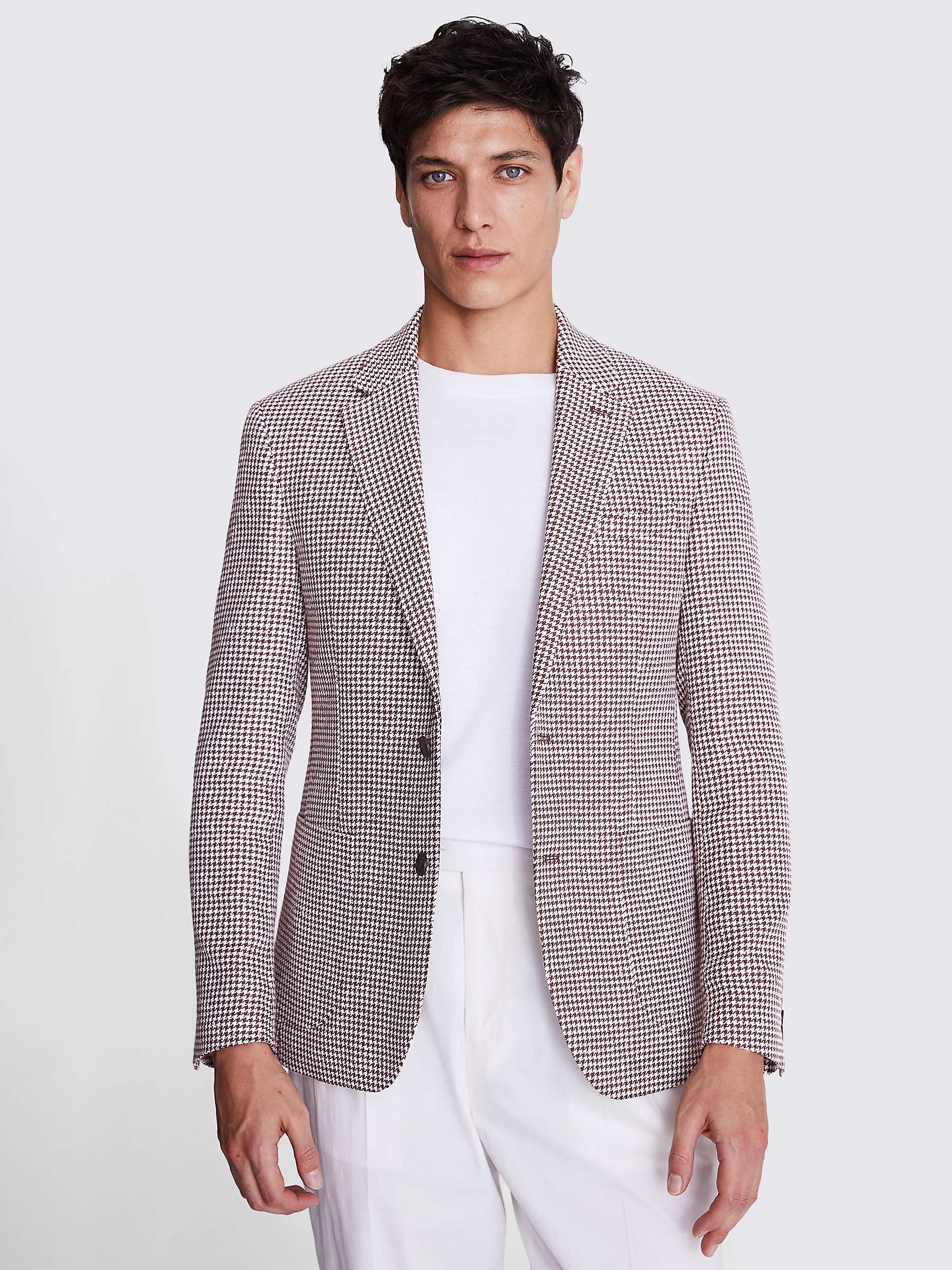 Buy Moss Slim Fit Houndstooth Suit Jacket, Copper/White Online at johnlewis.com