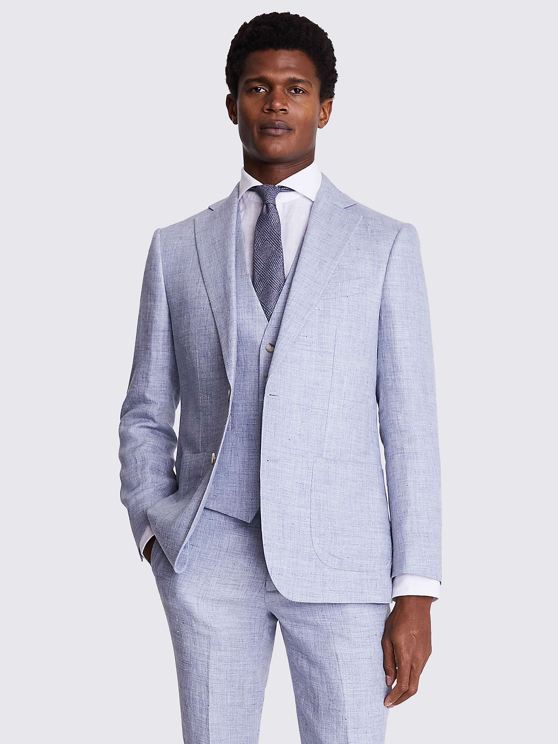 Buy Moss Tailored Linen Suit Jacket, Light Blue Online at johnlewis.com