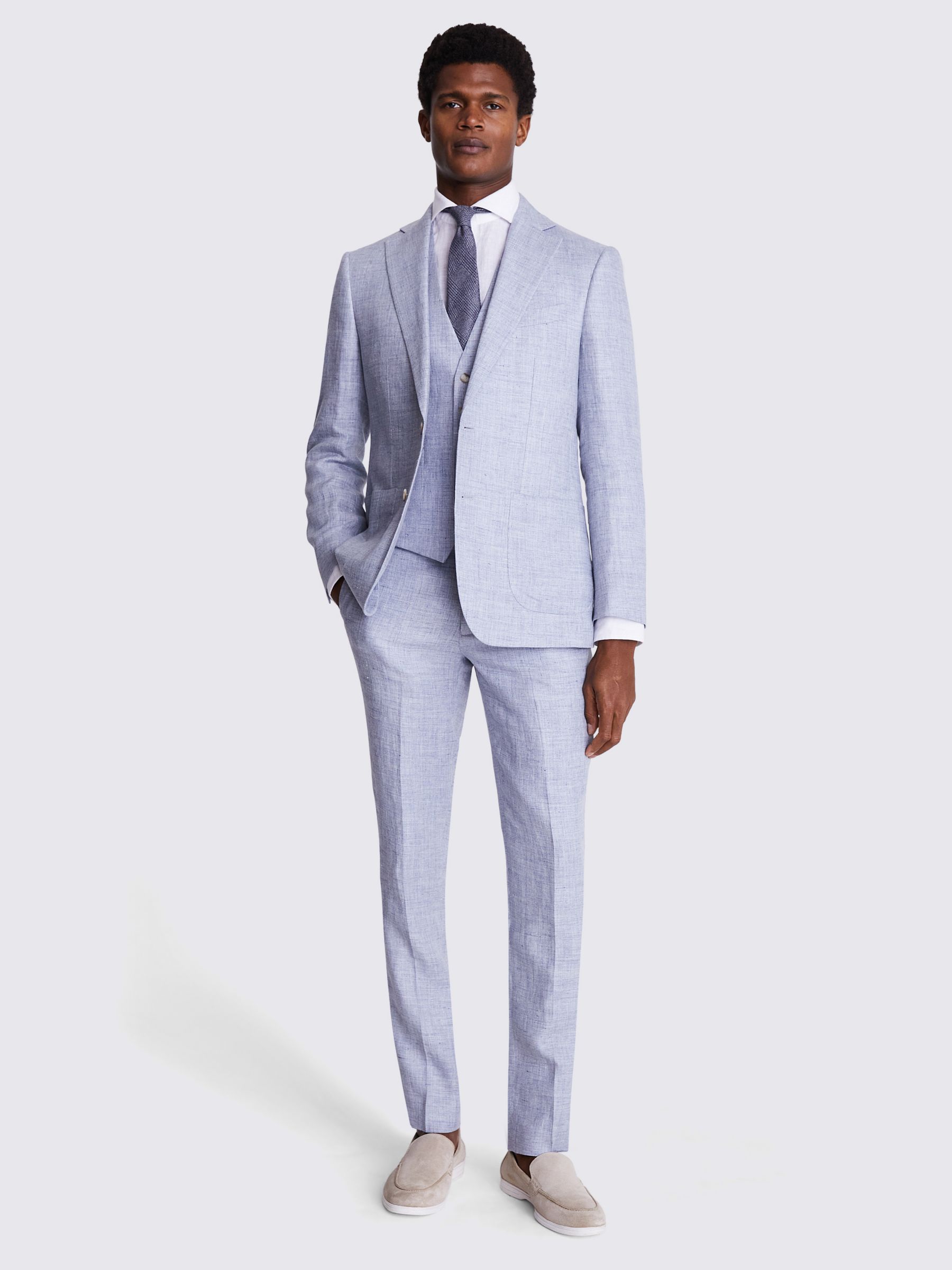 Moss Tailored Fit Linen Suit Jacket, Light Blue, 36R