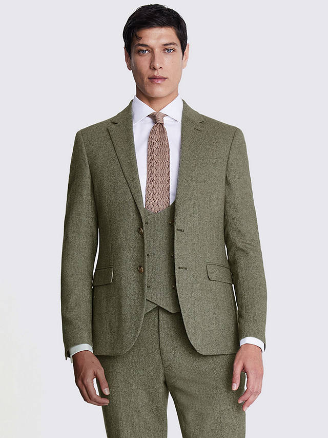 Moss Slim Fit Herringbone Tweed Jacket, Sage