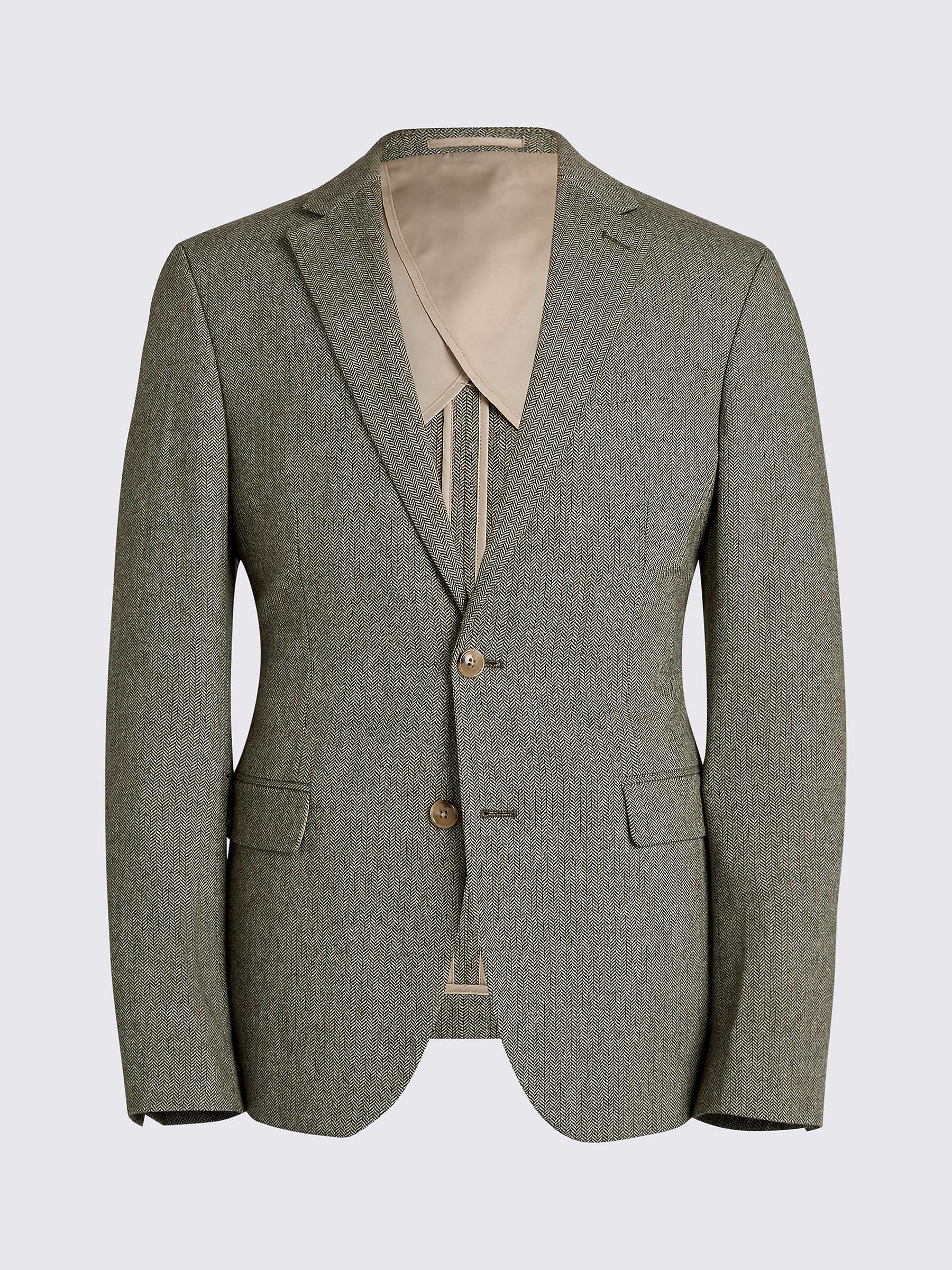 Buy Moss Slim Fit Herringbone Tweed Jacket, Sage Online at johnlewis.com