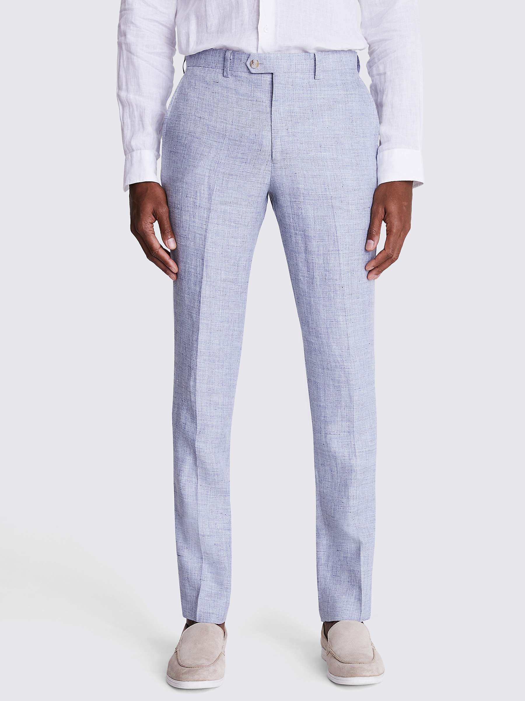 Buy Moss Tailored Linen Trousers, Light Blue Online at johnlewis.com