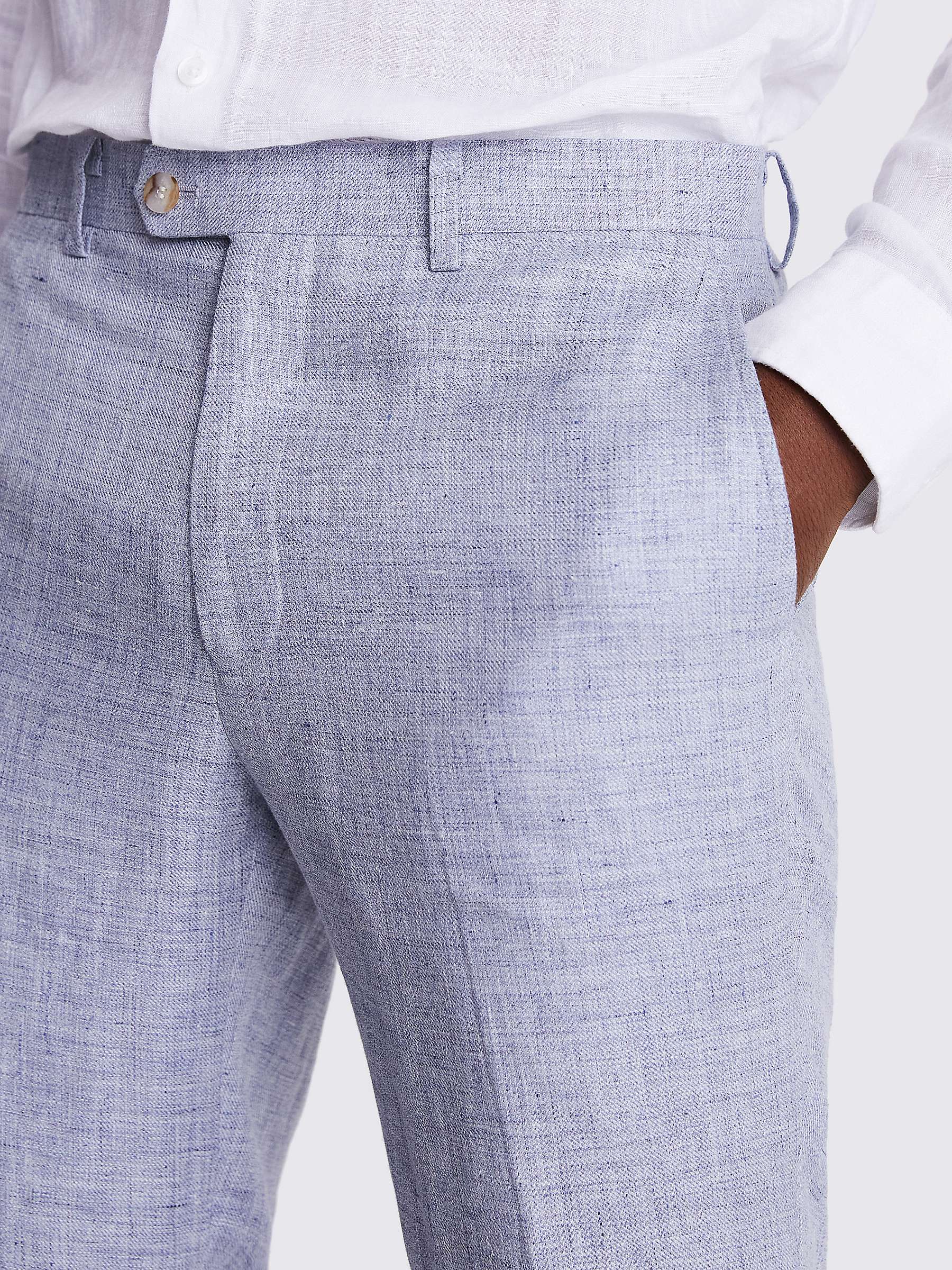 Buy Moss Tailored Linen Trousers, Light Blue Online at johnlewis.com