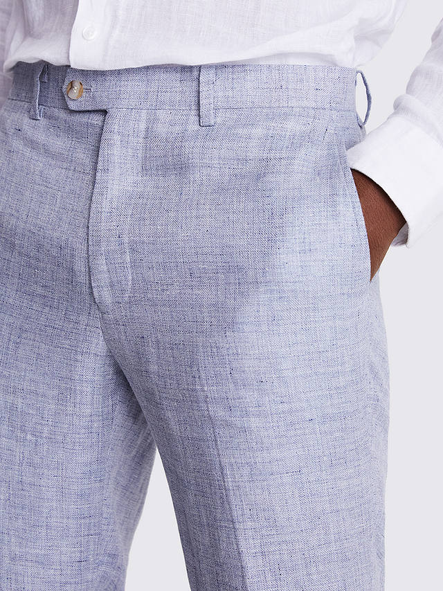 Moss Tailored Linen Trousers, Light Blue