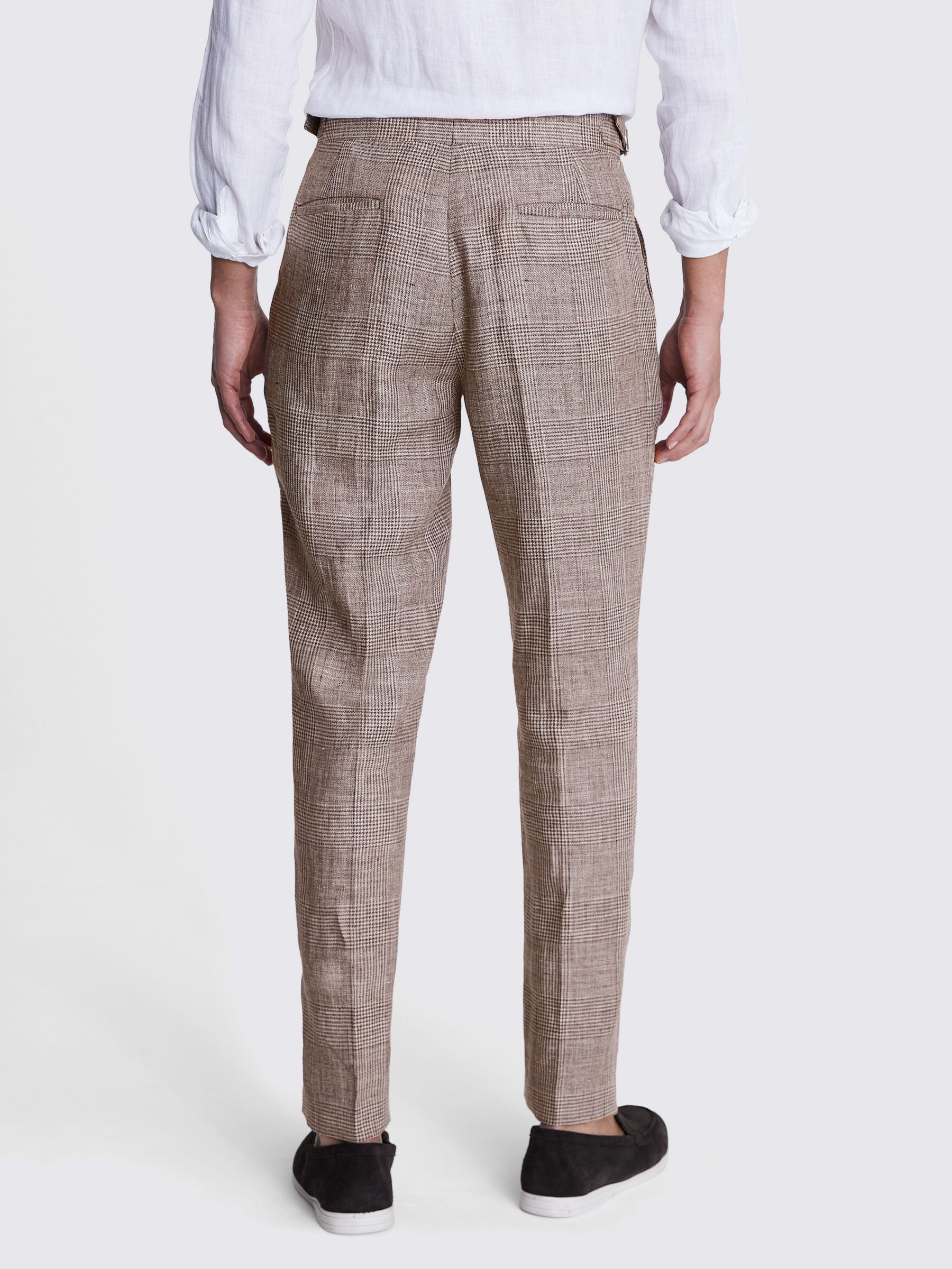 Buy Moss Slim Fit Check Linen Suit Trousers, Brown Online at johnlewis.com