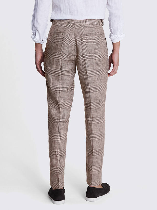 Moss Slim Fit Check Linen Suit Trousers, Brown