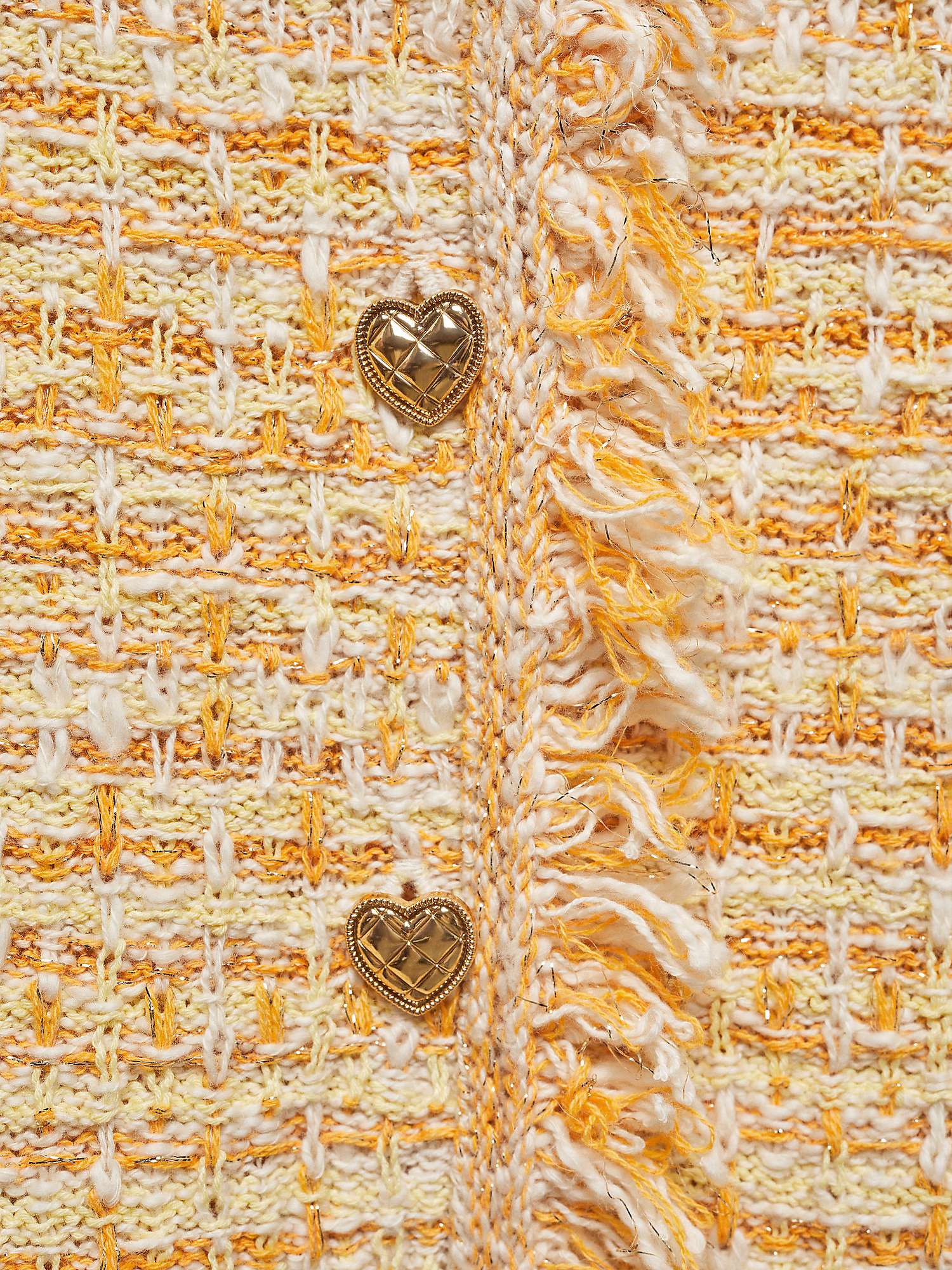 Buy Mango Papallon Frayed Edge Tweed Cardigan, Yellow Online at johnlewis.com