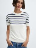 Mango Striped Short Sleeve Jumper, Navy/White