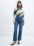 Mango Verdi Diagonal Stripe Satin Shirt, Multi