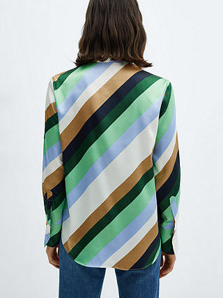 Mango Verdi Diagonal Stripe Satin Shirt, Multi