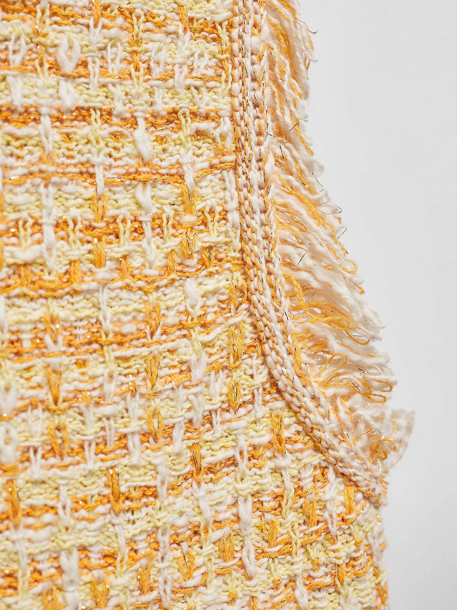 Buy Mango Papallon Frayed Edge Tweed Top, Yellow Online at johnlewis.com